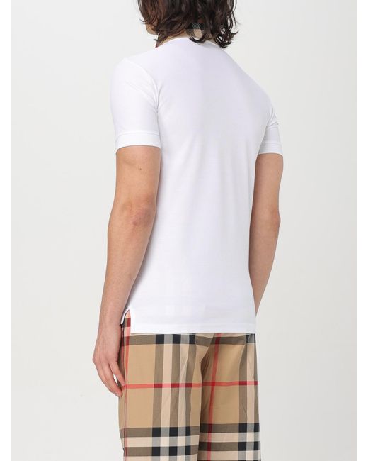 Burberry White Cotton Polo Shirt for men