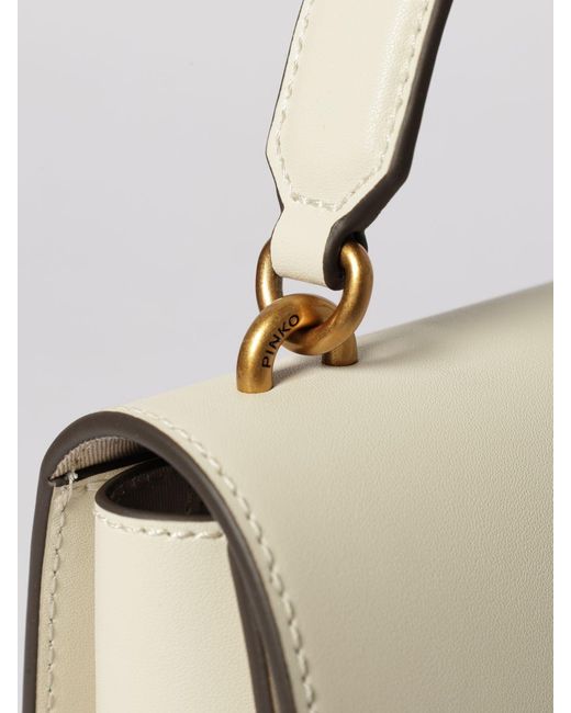 Pinko Natural Love One Top Handle Light Leather Bag