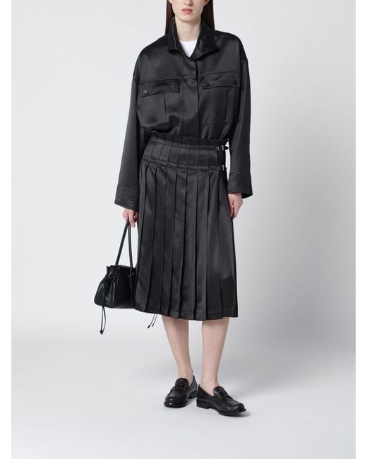 DURAZZI MILANO Black Satin Bomber Jacket
