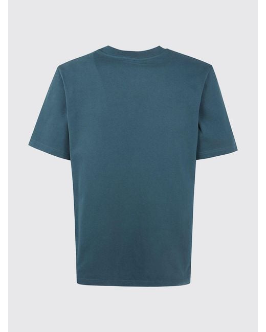 Casablanca Blue Organic Cotton Crew Neck T-Shirt With Logo Print for men
