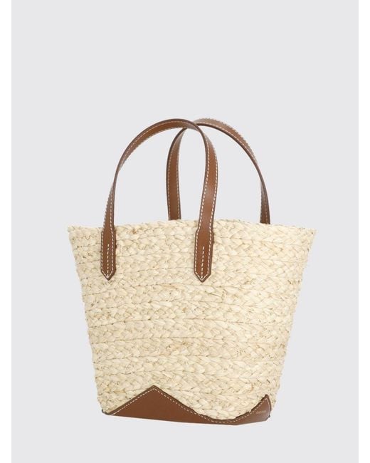 Lanvin Natural Catch Woven Raffia Handbag With Leather Handles