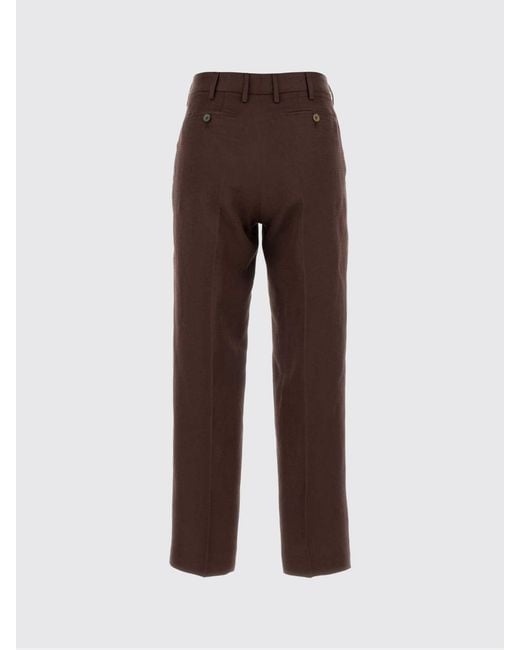 PT Torino Brown Classic Linen And Cotton Blend Trousers