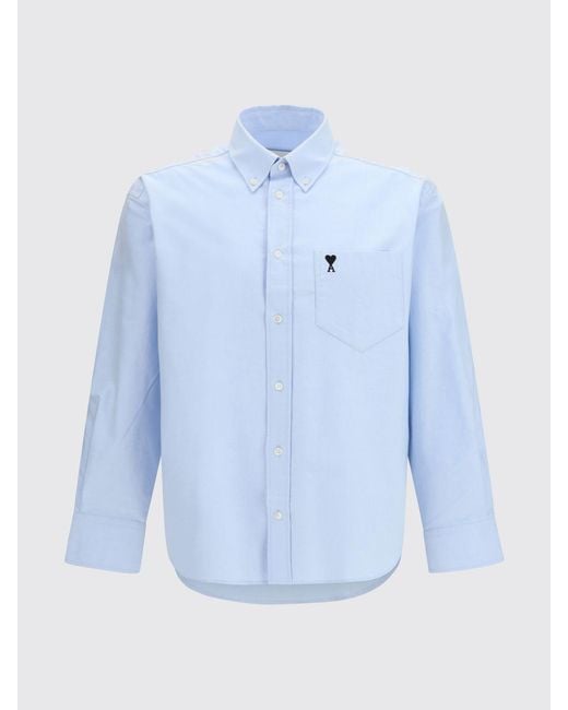 AMI Blue Casual Cotton Shirt for men
