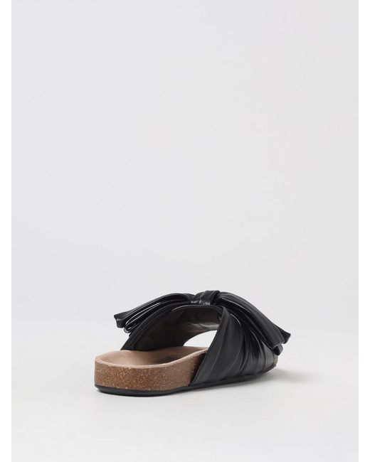 J.W. Anderson Black Bow Slide Sandals Leather Casual
