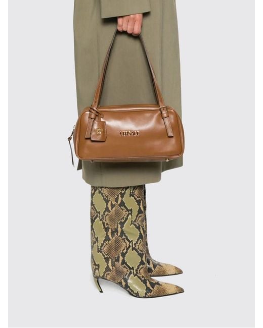 Versace Brown Leather Tag Bag
