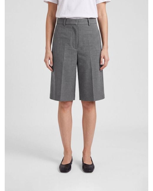 MM6 by Maison Margiela Gray High-Waisted Knee-Length Tailored Shorts