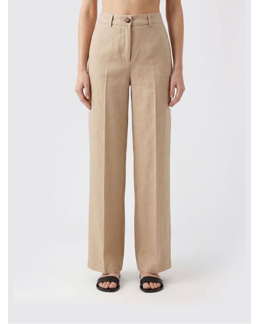 Pinko Natural Linen Blend Palazzo Trousers