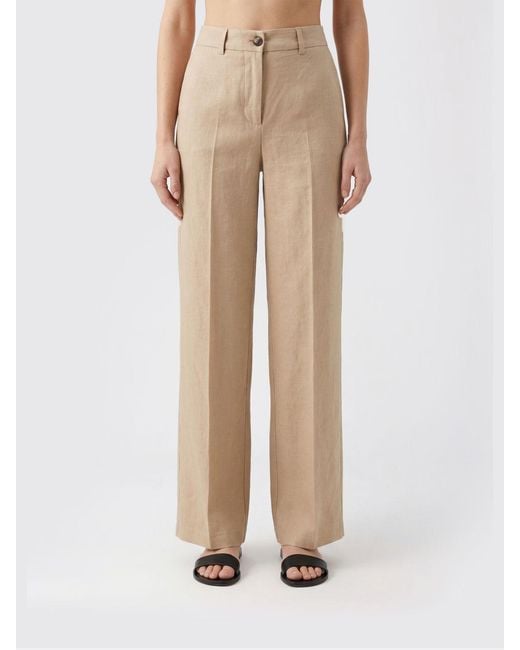 Pinko Natural Linen Blend Palazzo Trousers