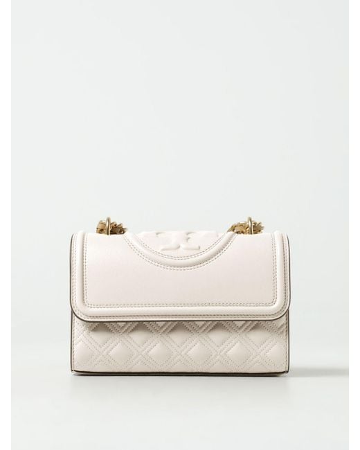 Tory Burch Natural Fleming Bag In Quilted Nappa