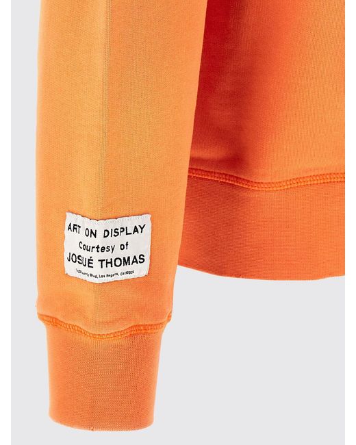 GALLERY DEPT. Orange Crewneck Cotton Sweatshirt With Patch Pocket And Logo for men