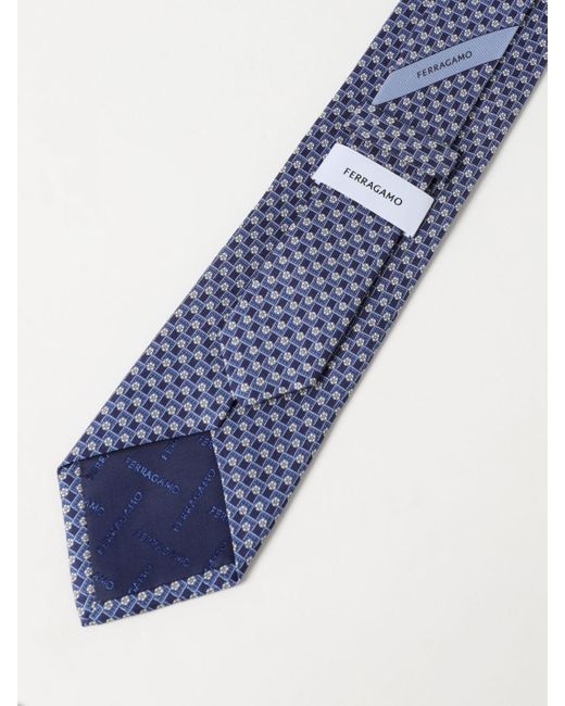 Cravatta Football in seta stampata di Ferragamo in Blue da Uomo