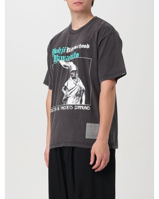 T-shirt in cotone con stampa di Yohji Yamamoto in Gray da Uomo