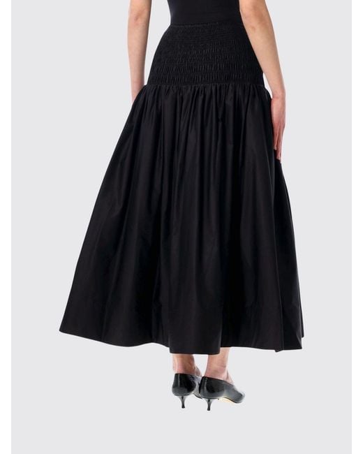 Self-Portrait Black Cotton Midi Skirt