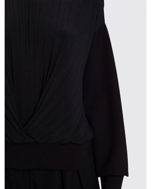 Twinset Black Pleated Viscose Blend Sweatshirt