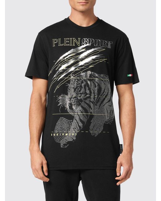 Philipp Plein Black Cotton T-Shirt With Rhinestones for men