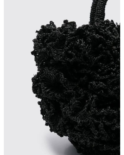 IBELIV Black Coral Raffia Handbag
