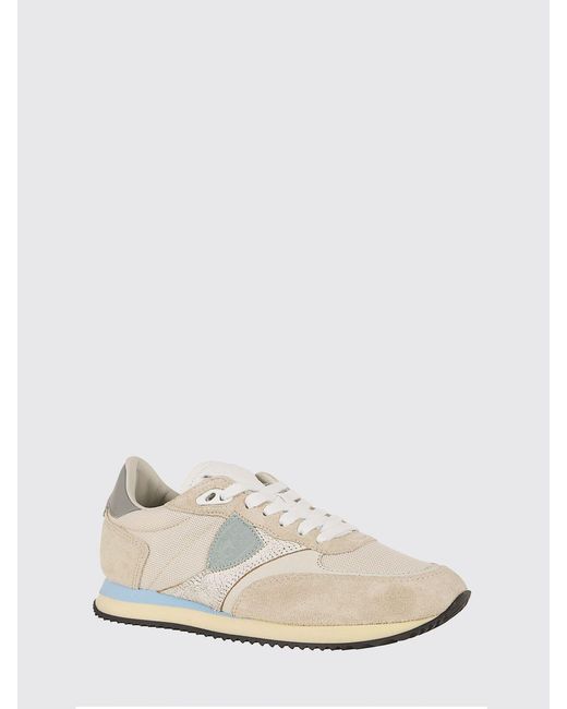 Philippe Model White Suede And Lurex Sneakers