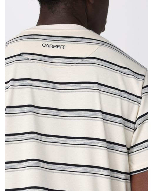 Carrera White Striped Cotton Crewneck T-Shirt With Embroidered Logo for men