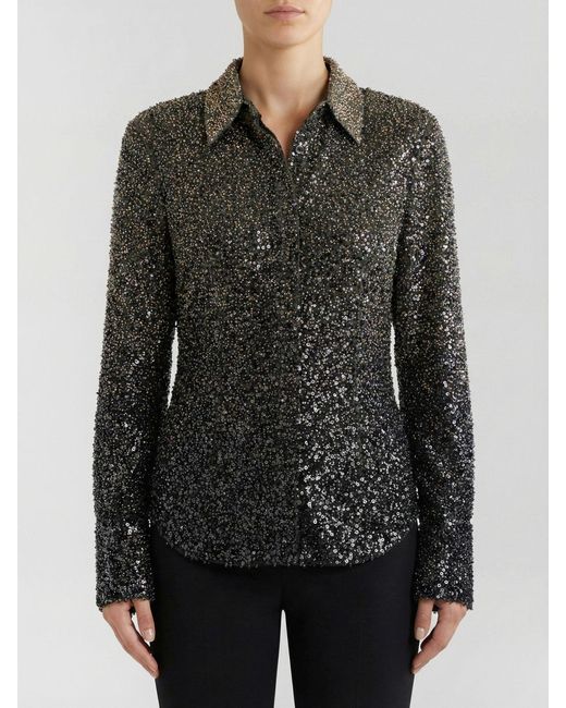 ROTATE BIRGER CHRISTENSEN Gray Sequin Shirt