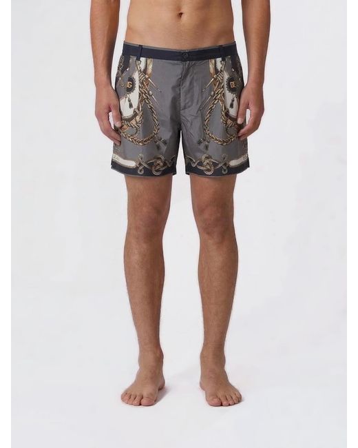 Dolce & Gabbana Gray Dolce &Amp Gabbana Printed Nylon Swimsuit for men