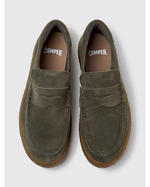 Camper Green Peu Terreno Suede Loafers With Ortholite Insole for men