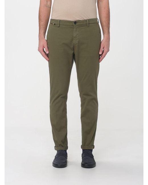 Mason's Green Cotton And Wool Blend Chino Trousers for men
