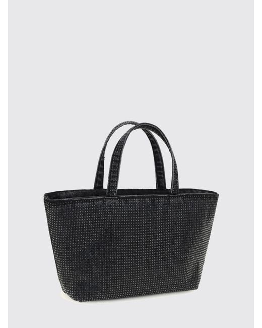 Alexander Wang Black Crystal Embellished Cotton Tote Bag With Tone-On-Tone Logo