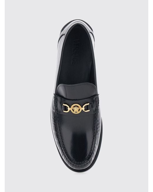 Versace White Medusa '95 Brushed Leather Penny Loafers With Metallic Logo for men