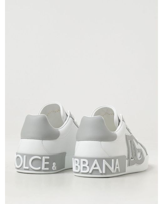 Sneakers Portofino in pelle nappata di Dolce & Gabbana in White da Uomo