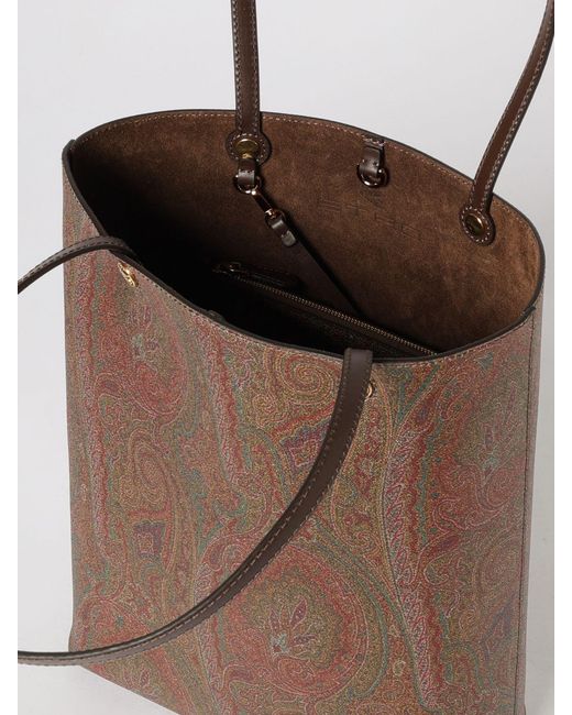 Etro Brown Coated Cotton Paisley Shoulder Tote Bag for men
