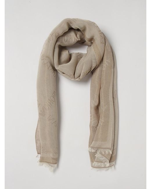 Emporio Armani Natural Viscose Blend Scarf With Jacquard Monogram