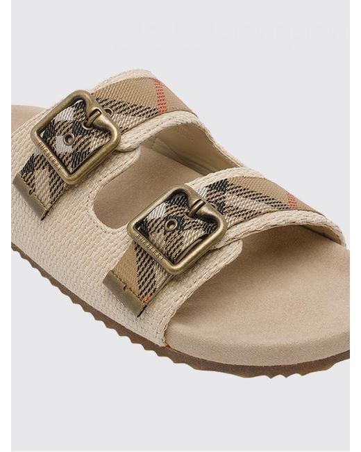 Burberry Natural Urchin Vintage Check Raffia And Canvas Sandals