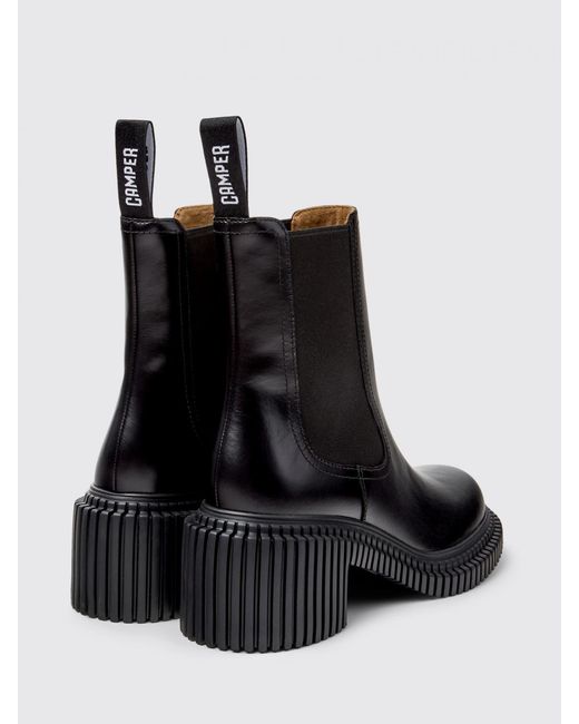 Camper Black Pix London Leather Ankle Boots