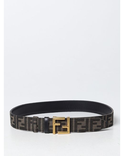 Fendi White Ff Reversible Belt In Leather And Fabric