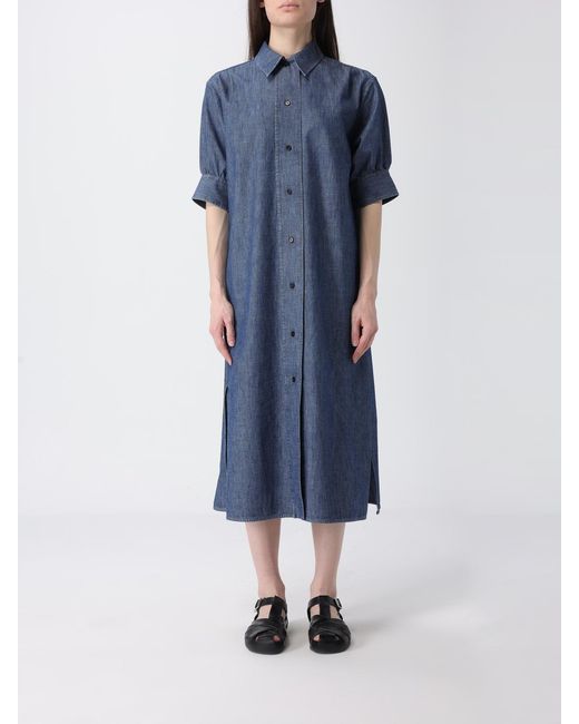 Jil Sander Blue Cotton Shirt Dress