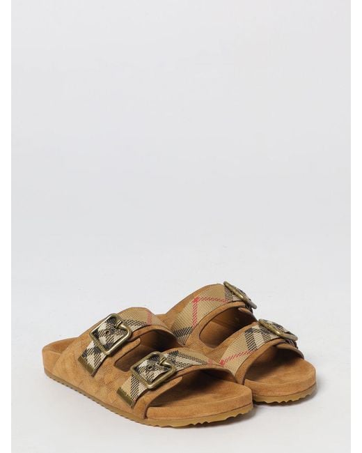 Burberry Brown Check Embossed Suede Sandal