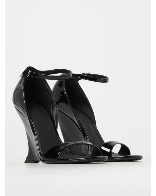 Ferragamo Black Vidette Patent Leather Sandals With Wedge