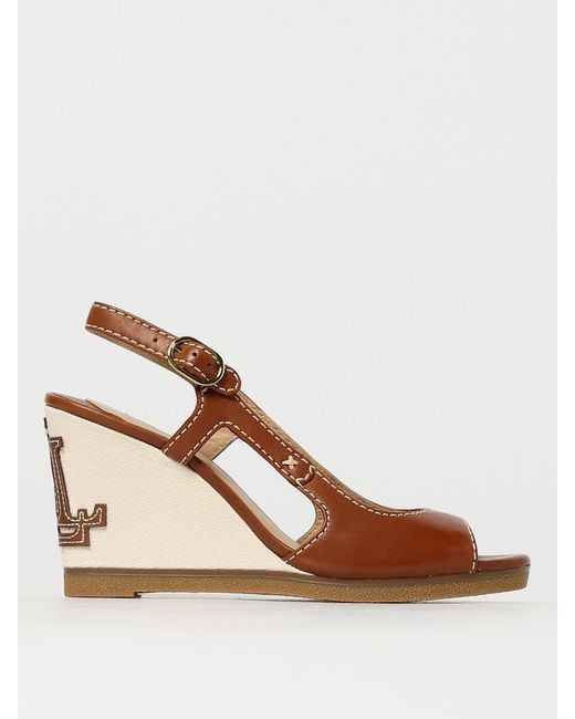 Ralph Lauren Brown Wedge Sandals Cutout Design