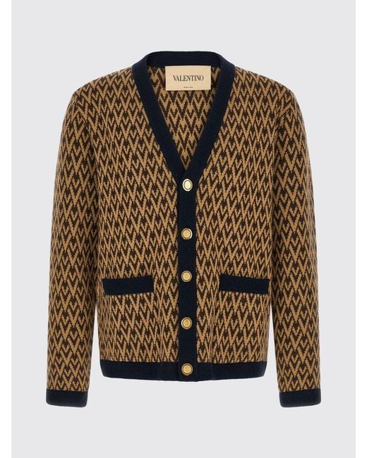 Valentino Garavani Blue Vlogo Jacquard Cashmere Cardigan for men