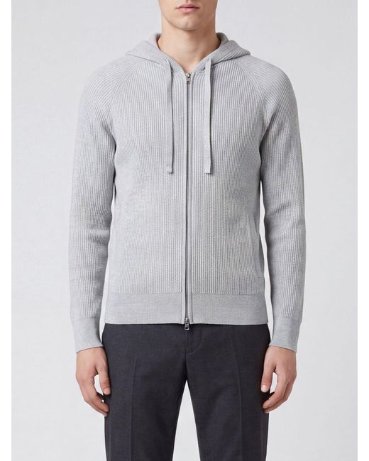 Carrera Gray Hooded Cotton Cardigan With Two-Way Zip Closure for men