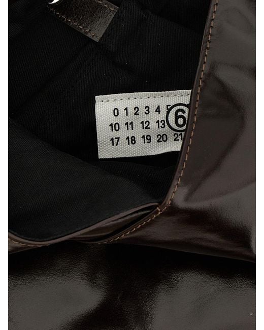 MM6 by Maison Margiela Black Japanese Smooth Leather Handbag With Iconic Stitching