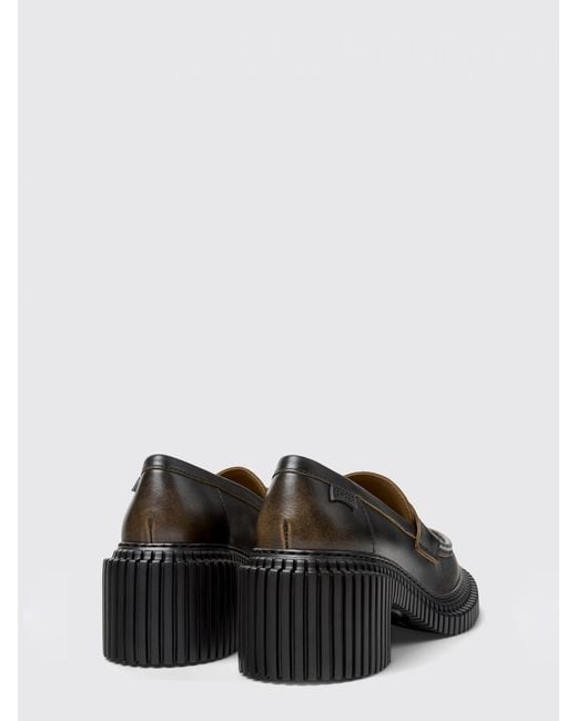 Camper Black Pix London Aged Leather Loafers