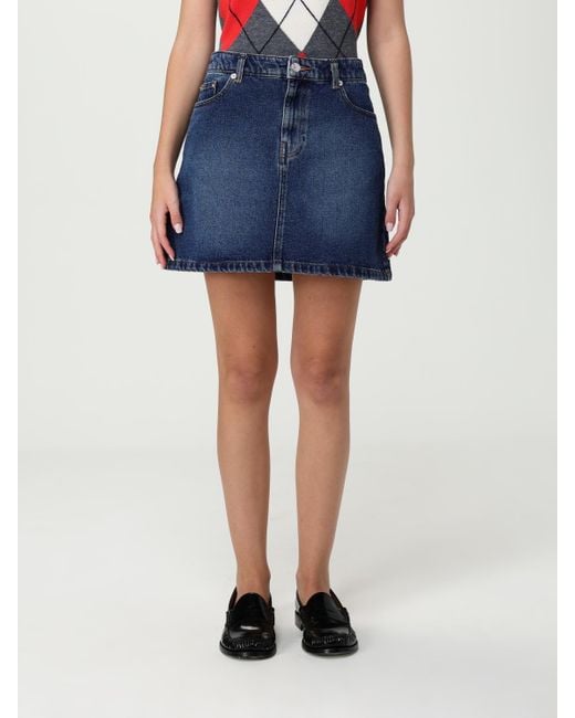 A.P.C. Blue Cotton Denim Skirt