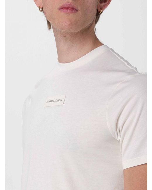 ARMANI EXCHANGE White Crew Neck T-Shirt With Logo for men