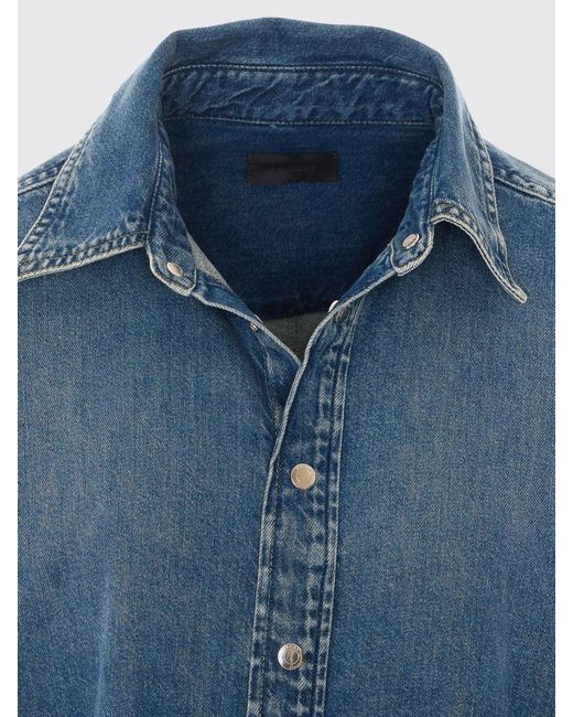 Haikure Blue Relaxed Fit Denim Shirt With Dropped Shoulders And Contrast Stitching