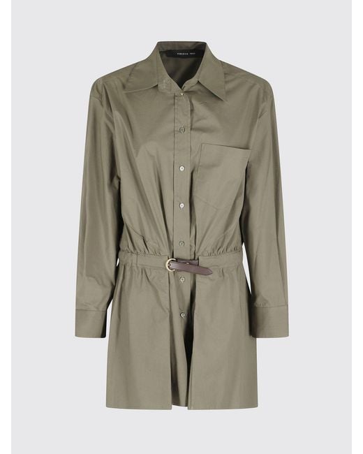 FEDERICA TOSI Green Cotton Poplin Chemisier Dress