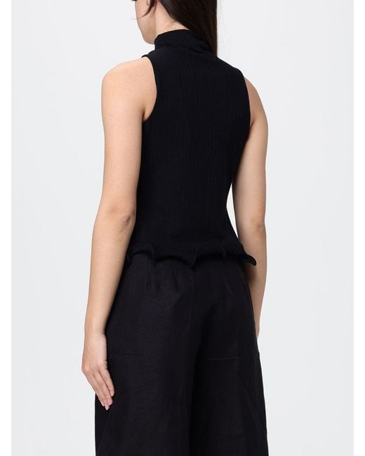 Fendi Black Logo Polyester Turtleneck Top