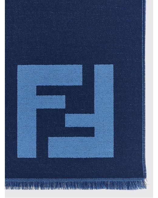 Sciarpa Di Lana Vergine Ff di Fendi in Blue da Uomo