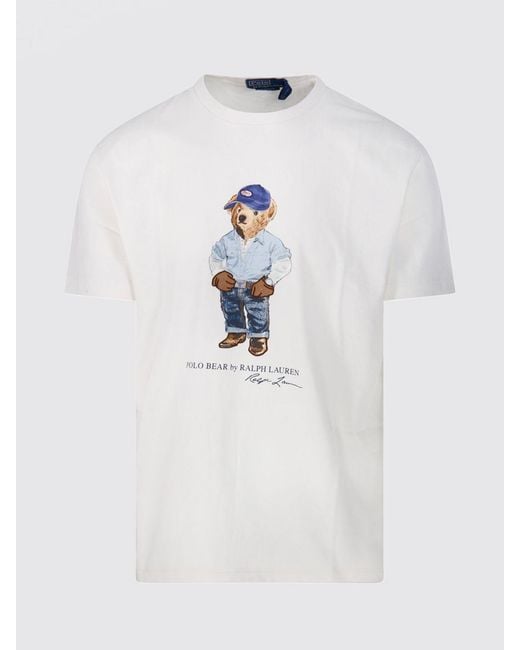 Polo Ralph Lauren White Cotton T-Shirt With Bear Print for men