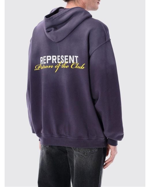 Represent Blue Cotton Logo Hoodie for men